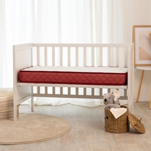 Miniatura 6 de Nalui-Colchón Cuna 140 X 70 Cm Baby Dreams Núcleo Hr Adapt Foam, Lateral 3d Transpirable Y Tejido Aloe Vera Hipoalergénico, Reversible, Certificado Oeko-Tex Hecho En España. Altura 11cm, Burdeos