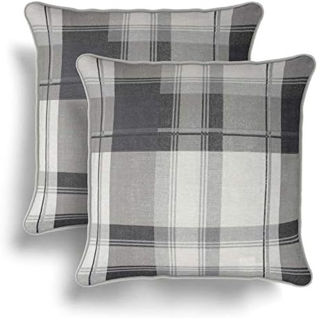 IT IDEAL TEXTILES Set of 2 Pink Striped Cushion Covers, Pair of Blush Stripe Design Cotton Cushion Covers, Luxury Piped Trim Cushion Cases, Sofa Chair Throw Pillow Cases, 17" x 17", 43cm x 43cm