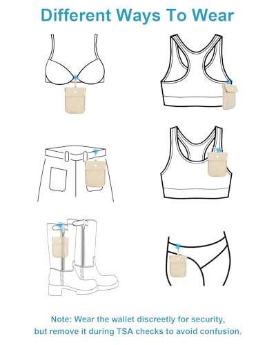 rfid-blocking travel bra wallet hidden money pouch with adjustable elastic strap ideal secret pocket protect your passport credit cards valuables