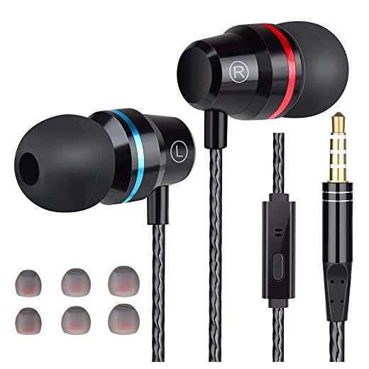 Losvick Écouteurs Intra-Auriculaires, Ecouteur Filaire Audio avec Micro Anti-Bruit Casque avec Jack Haute Qualité Ergonomique Stéréo Casque pour iPhone 6,iPhone 5, iPod, MP3 et Samsung - Noir