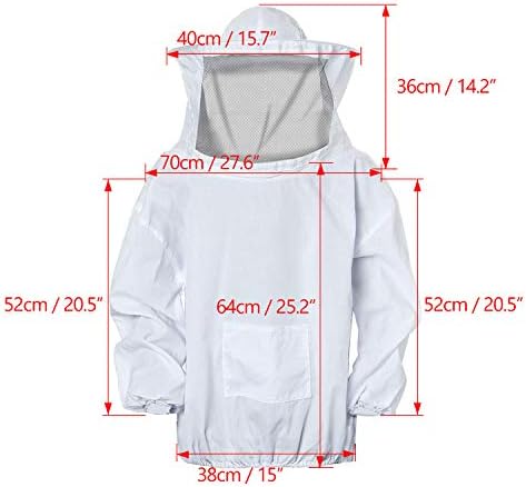 FEIGO Bee Suit, Professional Beekeeping Suit, Beekeeper, Bee Keeping Suit, Jacket, Pull Over, Beekeeping Veil Smock Beekeeper Suit Coat Jacket Equipment with Hat for Men & Women