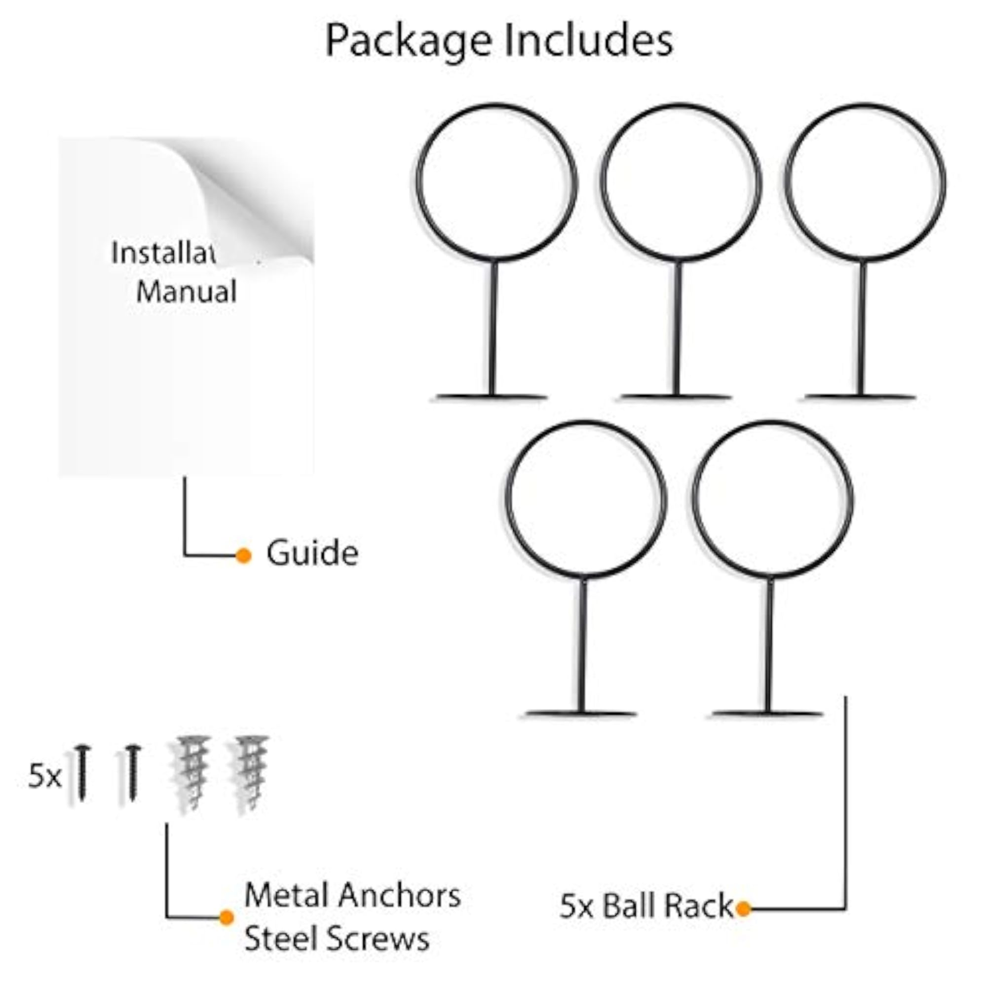 Palla Universal Ball Rack Holder, Set of 5
