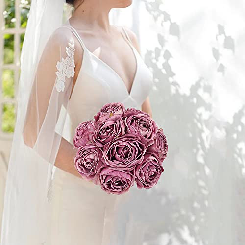 Ipopu Roses Heads Dried Silk Flowers 25Pcs Fake Roses Heads For Floral Arrangements Roses Artificial Flowers For Silk Bouquet Bulk Wedding Flowers In Purple Bulk Silk Roses (Light Pink Purple Mixed) #TOP5