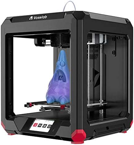 Voxelab 3D Printer Aries with Carborundum Glass Platforme, High Precision Dual Z-axis Rail Extruder, 4.3inch Touch Screen, WiFi Printing and Resume Printing Function, Print Size: 7.87x7.87x7.87inch