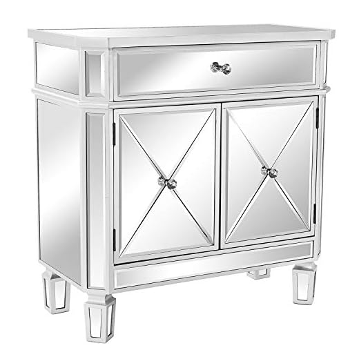 VINGLI Mirrored Nightstand with Storage