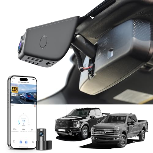 Mangoal Front 4K & Rear 1080P Dash Cam fit for Ford F150 2018-2026 F250/F350/F450 Super Duty 2020-2026 XLT Lariat King Ranch Raptor Limited Platinum (Model A), Free App & WiFi, GPS, 128GB Card