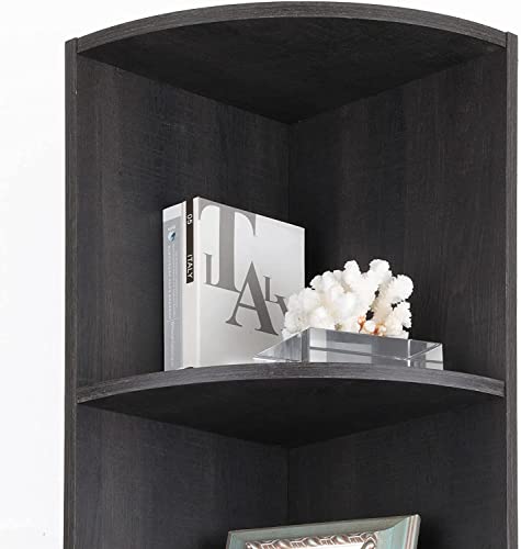 Ice Armor 5 Tier Corner Bookcase Wooden Display Bookshelf Storage Rack Multipurpose Shelving Unit For Living Room Home Office In Black Finish, (99Jet100-2022-15) #TOP4