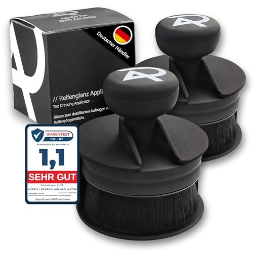 ADEPTX Detailing Brosse applicatrice de Brillance pour pneus Surface Douce au Toucher de qualité supérieure (Mate) – Brosse de détail pour pneus de Voiture – pour pneus de Voiture éclatants (2 pièces)