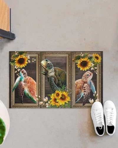 Tapis d'intérieur et d'extérieur lavable motif tortue entrée - 2