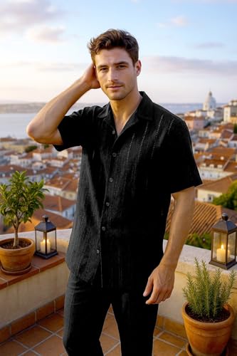 STACY ADAMS Men's Linen Shirt Pant Set3