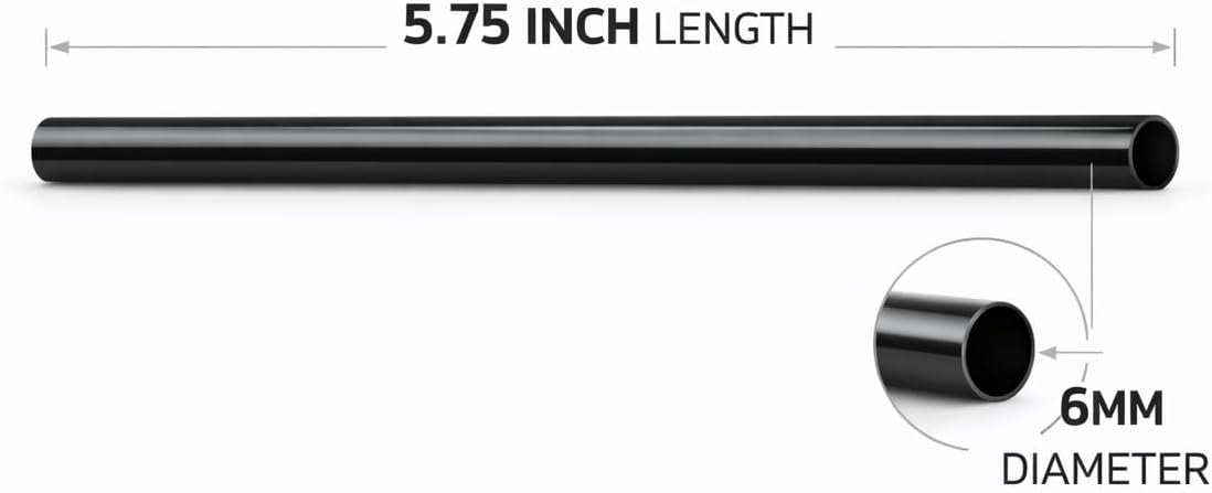 5.75 Inch Black Plastic Straws (12,000 Straws) – BPA Free Disposable Cocktail Straws for Short Glasses, Made in USA