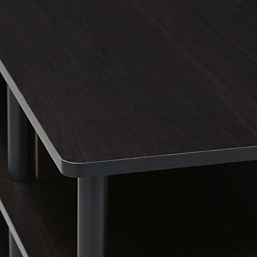 Image of Furinno ECON TV Stand, 3-Tier Entertainment Center with Shelf, TV Console with Storage Bins, Open Frame for Cable Management, Toolless Assembly, for Living Room, Bedroom, Espresso
