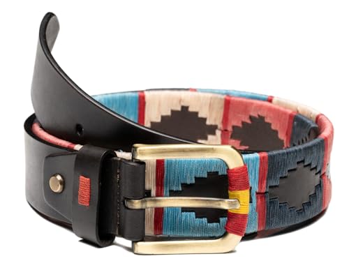 HD DHISPANIA Cinturones hombre cuero hecho a mano estilo de cinturones argentinos hombre de piel-cinturon Polo hombre con hebillas - Rojo Tallas T/95-T/100-T/105-T/110-T/115-T/120