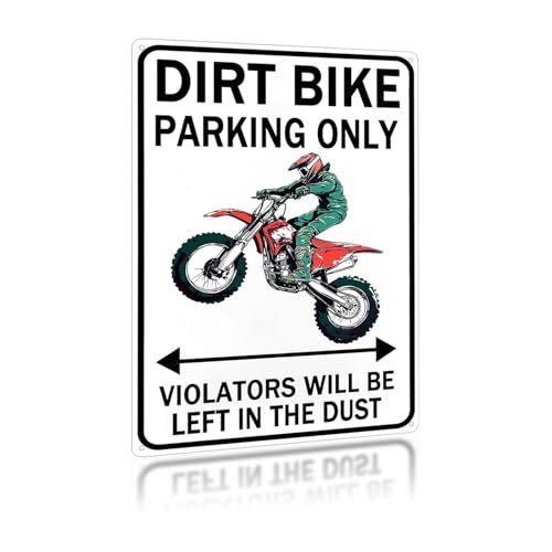 CAEJCCL Funny Dirt Bike Metal Signs Dirt Bike Parking Only V