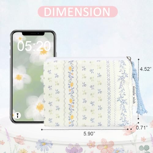 Cotton Floral Small Organizer Bag Coin Pouch with Cute Prints Zipper for Women Girls (DITSTY FLOWER)3