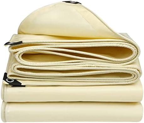 x Beige Heavy Duty Tarpaulin Cover 500g/㎡ with Metal Grommets Tarps for Rain Shelter, Camping, Outdoor Cover and Pool Cover (Support Customised) (Size : 1x2m)