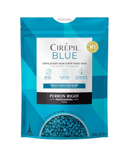 Cirepil - Blue - 400g / 14.11 oz Hard Wax Beads Bag - Face & Body Wax, Unscented & No Strip Needed - Perfect for Sensitive Skin & Brazilian Waxing - Fluid Gel Texture, Easy Hair-Removal