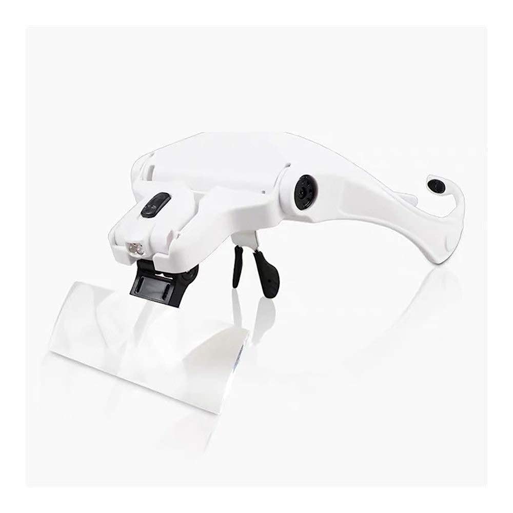 Stirnbandlupe mit LED-Licht, freihändige Leselupe, Lupenbrille mit 2 LED-Lichtern, 5 abnehmbaren Linsen zum Lesen, elektronische Reparaturlupe
