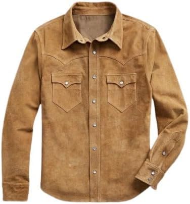 Men's Suede Leather Shirt Casual Style Real Suede Leather Jacket