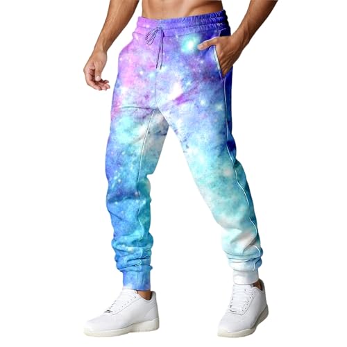RUMAOZIA Pantalones de chándal para hombre con estampado de galaxias, con temática espacial, pantalones de deporte, pantalones de ocio, pantalones de entrenamiento holgados, pantalones de yoga con