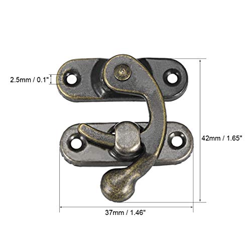 uxcell Antique Vintage Lock Clasp Right Latch Hook Hasp 42mm x 37mm Swing Arm Latch Plated Bronze, 5 pcs w Screws - Image 2