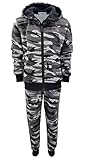 Sweat Anzug Fashion Boy Jungen Army Sweatanzug Tarn Freizeitanzug in Grau Camouflage, Gr. 128-134, jf364.10
