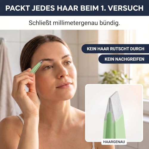 KLINGENHELD® Haargenaue Pinzette - greift jedes Haar beim 1. Versuch ohne durchrutschen - Pinzette Augenbrauen Zupfen handgeschliffen… – Ansicht 2