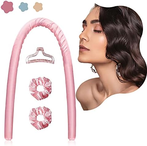 Heatless Hair Curlers For Long Hair, No Heat Hair Curlers Spiral Silk Curlers Hair Rollers, Heatless Curling Rod Headband, DIY Hair Styling Tools for Long Hair To Sleep In Overnight, 39.4 Inch (Pink)