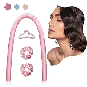 Heatless Hair Curlers For Long Hair, No Heat Hair Curlers Spiral Silk Curlers Hair Rollers, Heatless Curling Rod Headband, DIY Hair Styling Tools for Long Hair To Sleep In Overnight, 39.4 Inch (Pink)