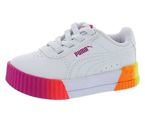 PUMA Carina Neon Fade Ac Baby Girls Shoes Size 5, Color: White/Pink