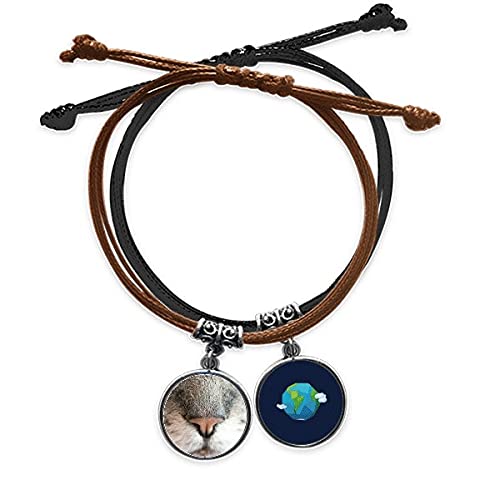 Pulsera cuero tierra de fotografía con cuerda ajustable de mano de estilo étnico natural
