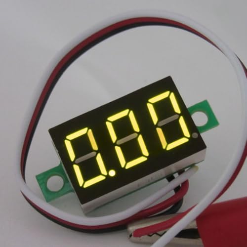 Image of (5 Pack) JacobsParts DC 0-30V 3-Wire Voltmeter 3-Digit LED Display Panel Volt Meter Digital Voltage Tester (Yellow)