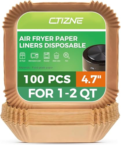 Air Fryer Liners Disposable, 100Pcs Parchment Paper 4.7" Square for 1-2QT