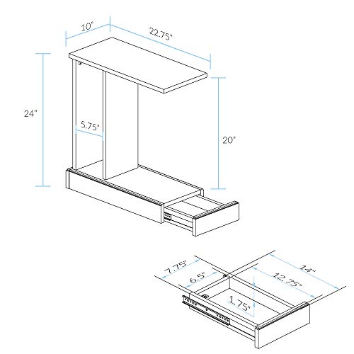 Casual Home Monroe C-Table Drawer, Concealment Furniture, Mocha #TOP4