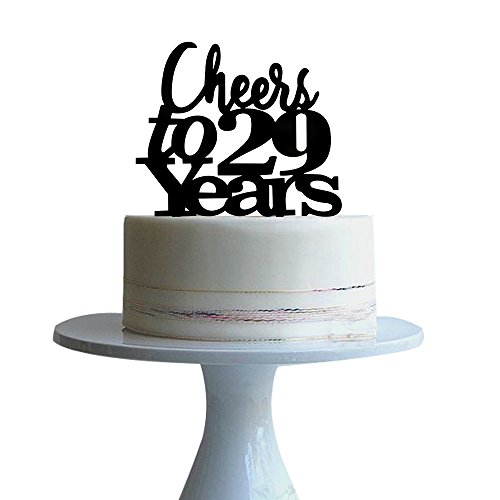 Cheers to 29years cake topper for 29 years love,wedding anniversary,birthday cake topper Black acrylic btsond
