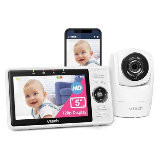 VTech Upgraded Smart WiFi Baby Monitor VM901, 5-inch 720p Display, 1080p Camera, HD NightVision, Fully Remote Pan Tilt Zoom, 2-Way Talk, Free Smart Phone App, Works with iOS, Android