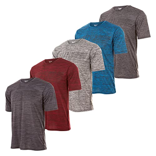 Boys Active T-Shirt - Quick-Dry Athletic Workout Training Stretch Crew Neck Short Sleeve Top 5 Pack #TOP25
