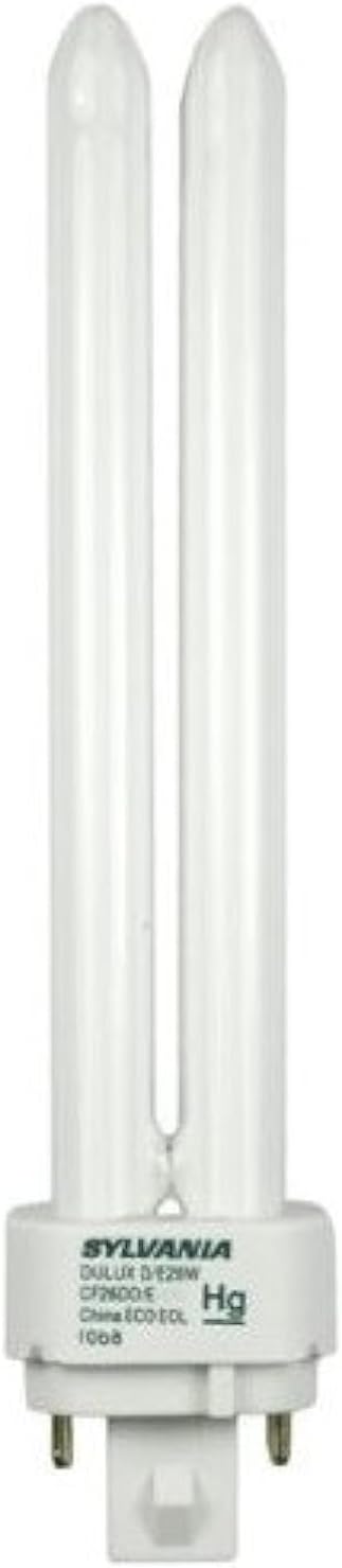 Sylvania 20669 (4-Pack) CF26DD/E/841/ECO 26-Watt Double Tube Compact Fluorescent Light Bulb, 4100K, 1710 Lumens, 82 CRI, T4 Shape, 4-Pin G24q-3 Base