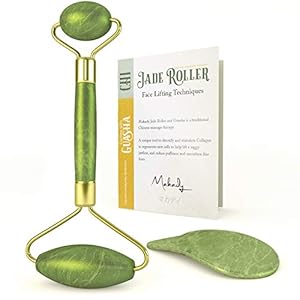 Natural Jade Roller– Gua Sha – Lymphatic Drainage Tool for Face, Neck, Body – Anti Aging Treatment – Reduces Wrinkles and Fine Lines
