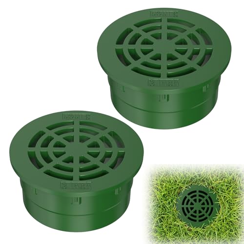 3 Inch Round Drainage Grate Cover, Outdoor Drain Cover for 3" SDR 35 Sewer & Drain Pipe/Fittings, Single-Wall Corrugated Pipe, Low Profile Lawn Drain Cover, Easy Installation (2PC-3 Inch)
