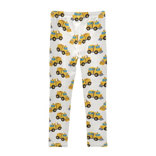 Yellow Truck Pattern Girls Leggings Soft Comfortable Athletic Leggings Dancing Pants for 4-10 Years2