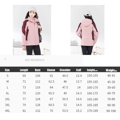 LIXQQS Men's 3 in 1 Functional Jacket Casual Style Hooded Waterproof Jacket Jacket with Fleece Lining Softshell Storm Jacket Unisex Raincoats for Couples (Color : Red(unisex), Size : 2XL) - Image 7