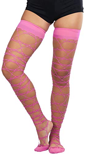 Image of ToBeInStyle Women's Multi-Strand Large Diamond Fence Net Thigh High Stockings