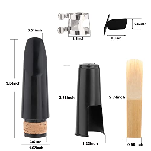 Clarinet Mouthpiece Kit, Includes Ligature+Clarinet Mouthpiece Cushions+Clarinet Reed 2.5+Black Clarinet Mouthpiece Plastic Cap #TOP2