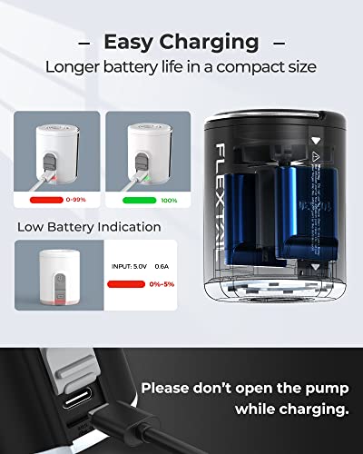 Flextailgear Portable Air Pump With Camping Lantern Tiny Pump 2X 4Kpa Air Pump For Inflatables Rechargeable Air Mattress Pump With Magnetic Design For Sleeping Pads, Pool Floats, Swimming Rings(Og) #TOP5