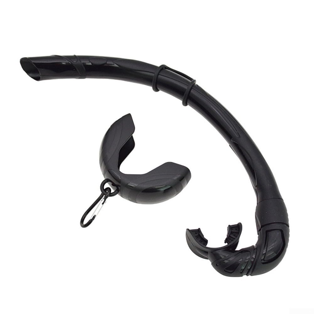 Roll-Up Snorkel Soft Silicone Flexible Mouthpiece Buckle Closure Secure Fit Wide-Bore Easy Breathing Tube Detachable Design Compact 37cm Lightweight 150g Multiple Colors Portable Storage(Black)
