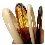 Set Contents: The chunky bracelet set set includes four round resin bracelets, each with a unique design, featuring classic maillard tones such as creamy white, amber brown, and coffee brown. With varying widths and textures, these bracelets can be w...