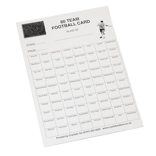Image of Crystals Club Supplies 25 x 80 Team Football Fundrsising scratch Card