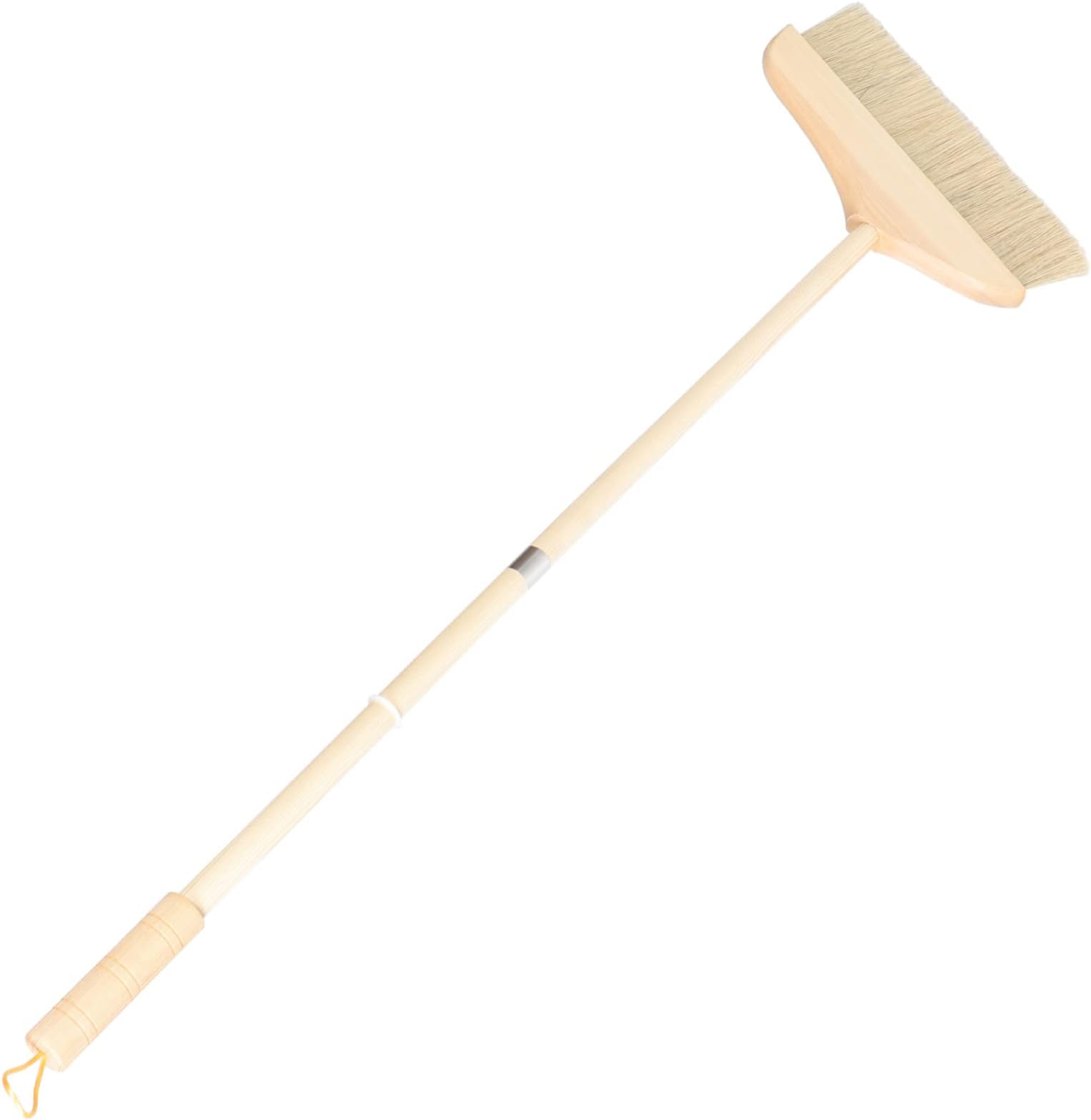 Housoutil Outdoor Broom Wooden Handle Broom Carpet for Cleaning Floor Cleaning Brush Khaki Soft Bristle Cleaning Brush