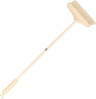 Housoutil Outdoor Broom Wooden Handle Broom Carpet for Cleaning Floor Cleaning Brush Khaki Soft Bristle Cleaning Brush
